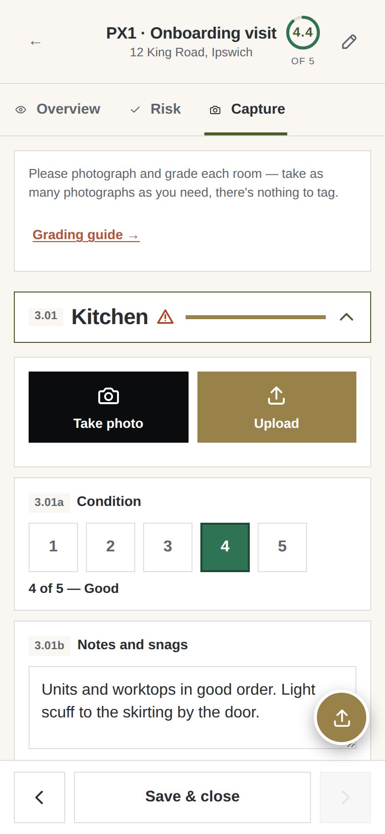 Kitchen graded 4 out of 5 with a live overall score of 4.4